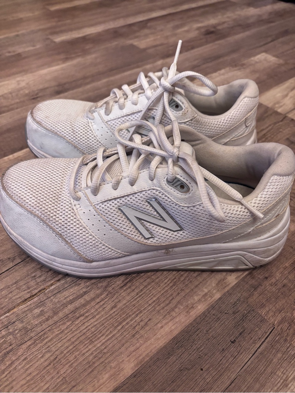 New Balance White Lace-Up Mesh Sneakers